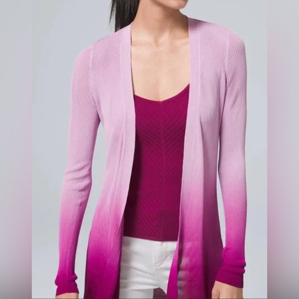 WHBM Pink Ombre Long Cardigan